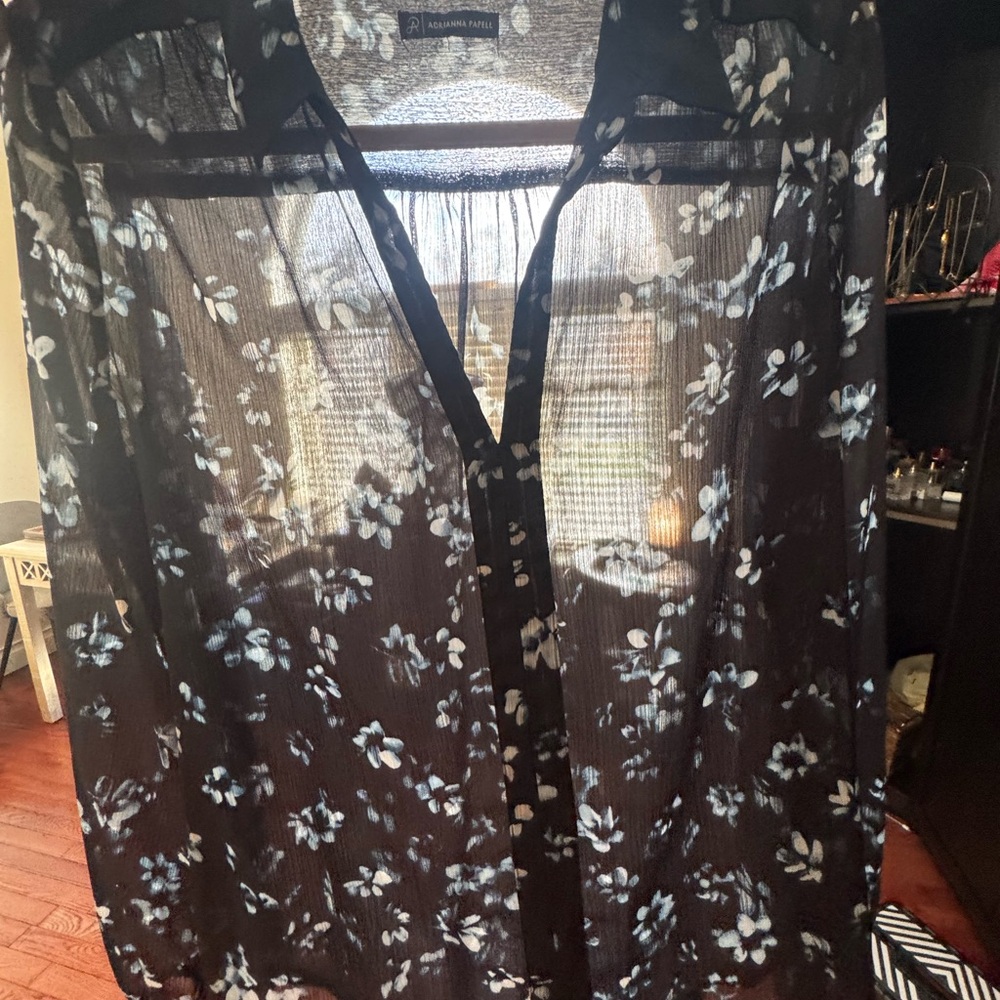 Sheer Black Floral Blouse